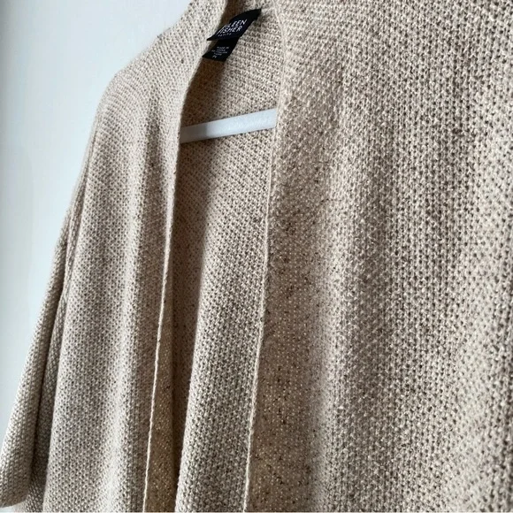 Eileen Fisher Wool Silk Knit Open Front Cardigan Sweater Large Petite - Picture 3 of 9